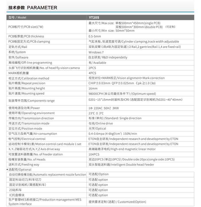 易通貼片機(jī)YT20S參數(shù)